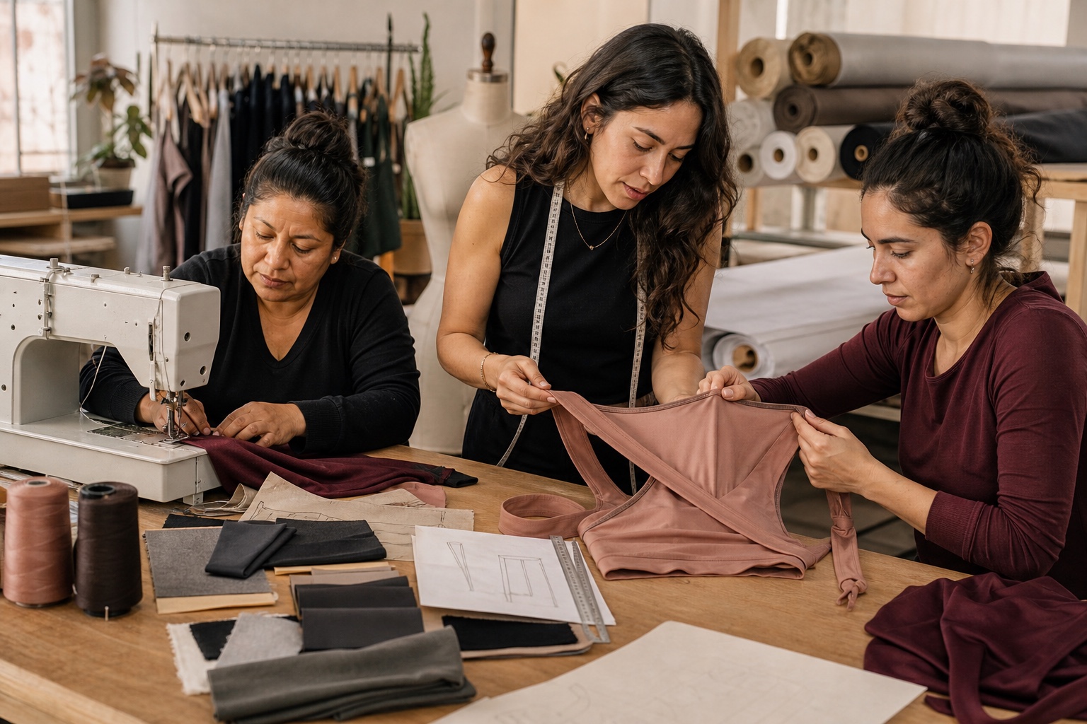 Adult woman styling a ballet-inspired activewear look with tailored layers between a movement studio and the city
