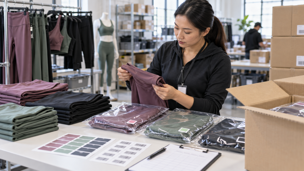 Activewear packing mix-ups checked from garment label to carton